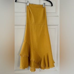 Simplee Women's‎ Yellow Tie Back Lace Trim Striped Tube Dress Size S.